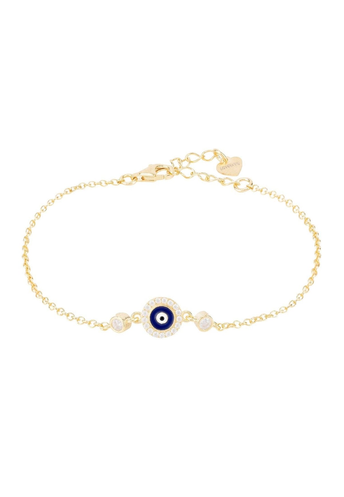 Evil Eye Enamel Dark Blue Bracelet Gold