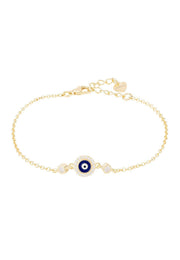 Evil Eye Enamel Dark Blue Bracelet Gold