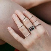 7 Piece Multisize Band Silver Cuff Stackable Boho Ring set