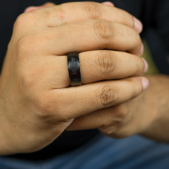 6mm Matt Black Buddhist Tibetan Spinner Prayer Rotating Monk Ring