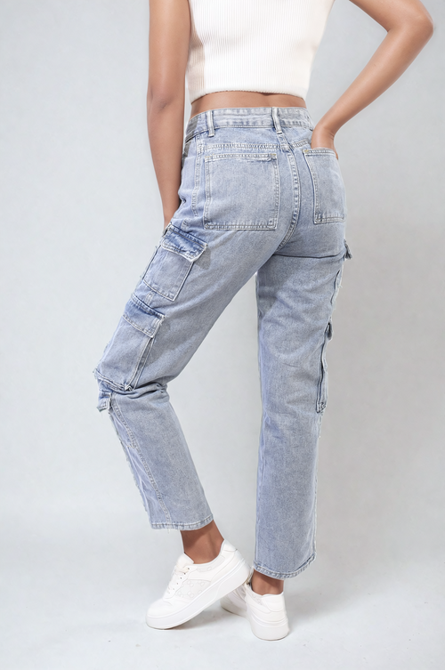 Multi Flap Pockets Cargo Jeans