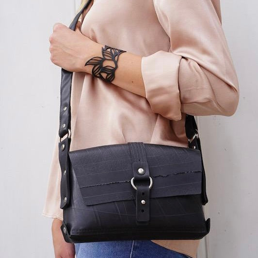 Paguro Upcycle Reina Black Vegan Handbag - Eco Friendly