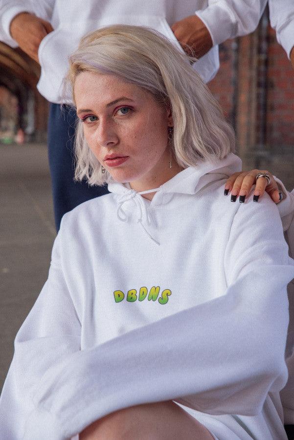 440gsm Hoodie in White with Apple Bubble Logo Print