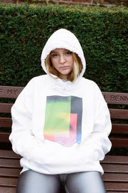 440gsm Hoodie In White With Light Leak Print