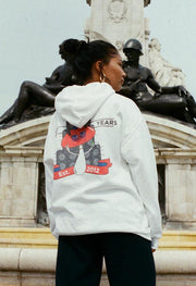 440gsm Hoodie In White With Bro Shroom Est 2012 Print