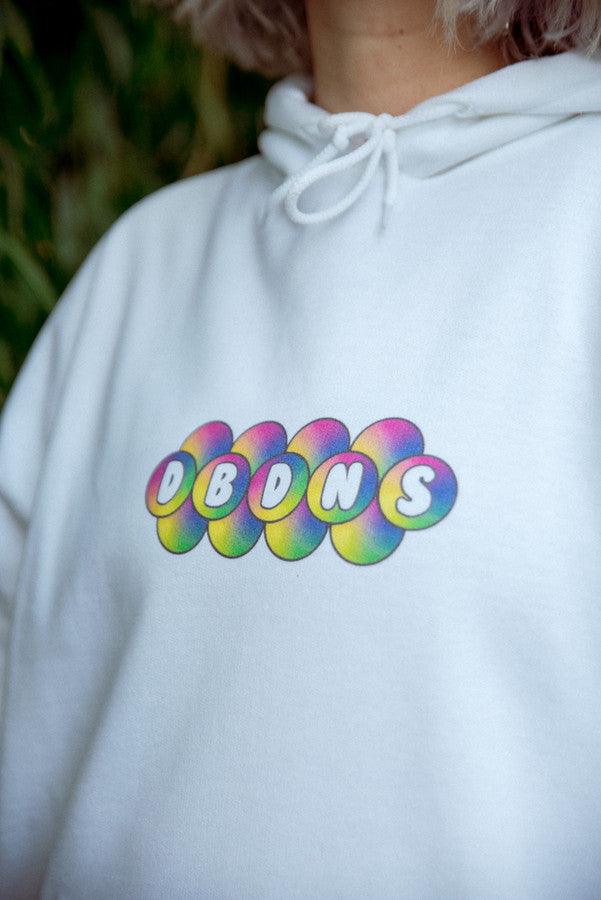440gsm Hoodie in White with Geometric Bubble Logo Print