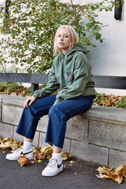 Military Green Hoodie With Printed 'The End Is Near' Design