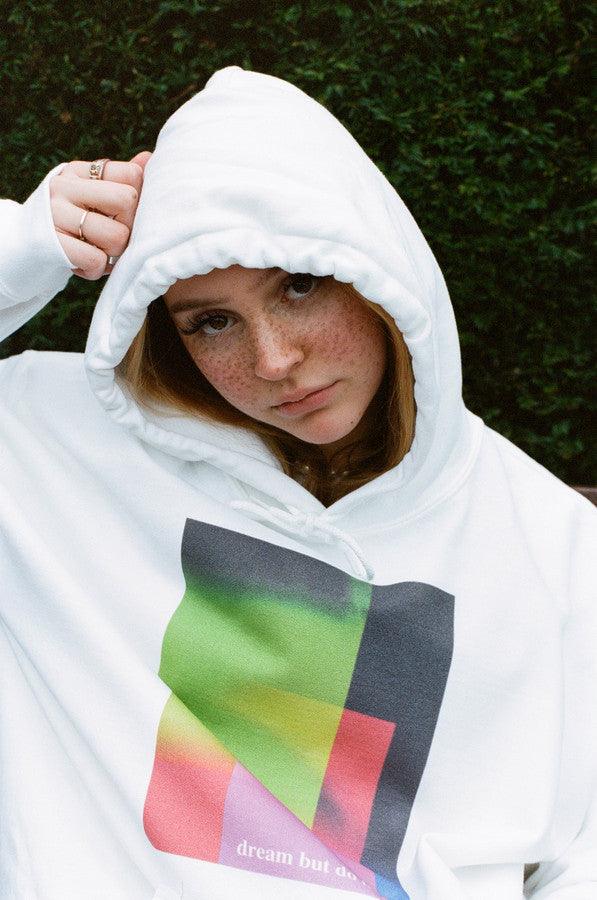 440gsm Hoodie In White With Light Leak Print