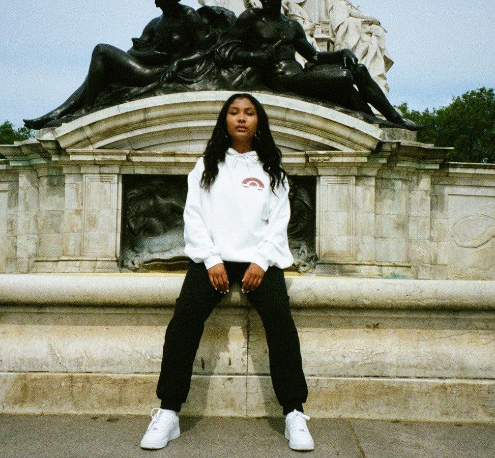 440gsm Hoodie In White With Bro Shroom Est 2012 Print
