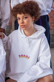 440gsm Hoodie in White with Watermelon Bubble Logo Print