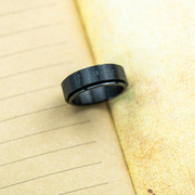 6mm Matt Black Buddhist Tibetan Spinner Prayer Rotating Monk Ring