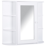Wall Mounted Bathroom Cabinet w/ Mirror Single Door Storage Shelves HOMCOM