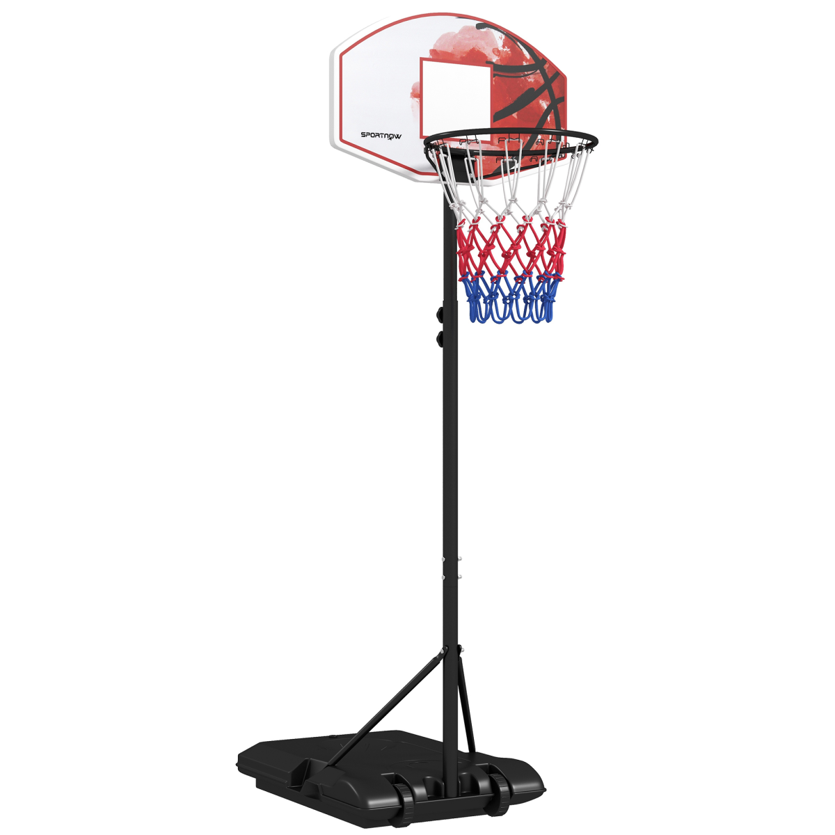 SPORTNOW Adjustable Basketball Stand Net Set System with Wheels, 179-209cm