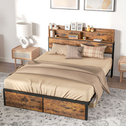 HOMCOM 5.2FT King Bed Frame with Storage Headboard and Under Bed Storage