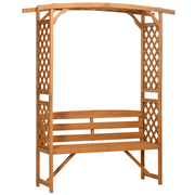 Patio Garden Bench, Arch Pergola with Natural Wooden Garden Arbour with Seat