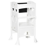 HOMCOM Kids Step Stool Toddler Kitchen Stool with Blackboard Lockable Handrail
