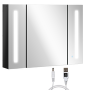 kleankin LED Bathroom Mirror Cabinet with Shelves Wall Mount High Gloss Black