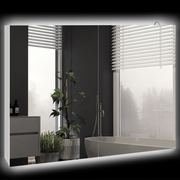 kleankin Wall Mounted Bathroom Storage Cupboard with Mirror, LED Light, USB
