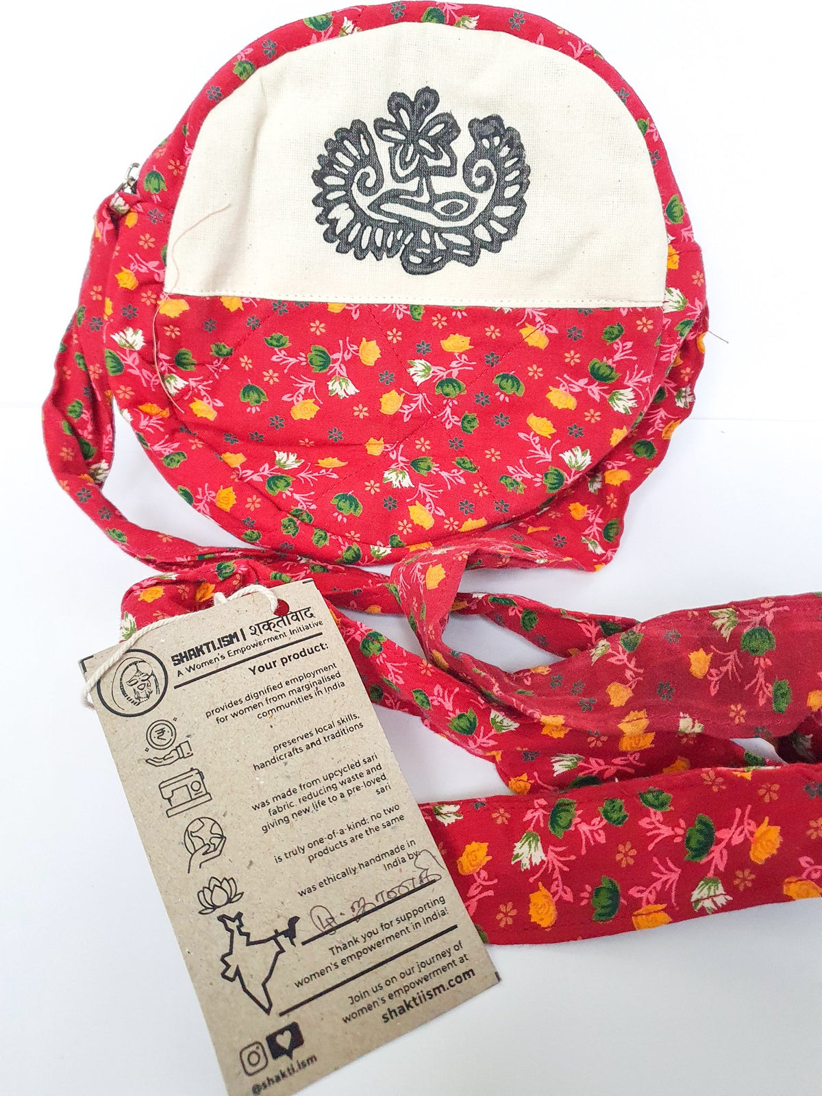 Round sari shoulder bag