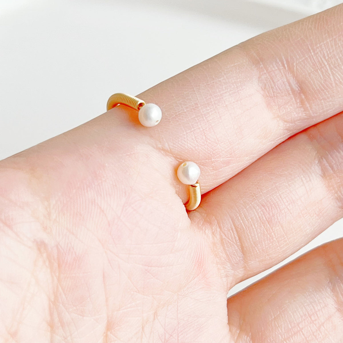 Natural Rose Quartz Bead Adjustable Ring