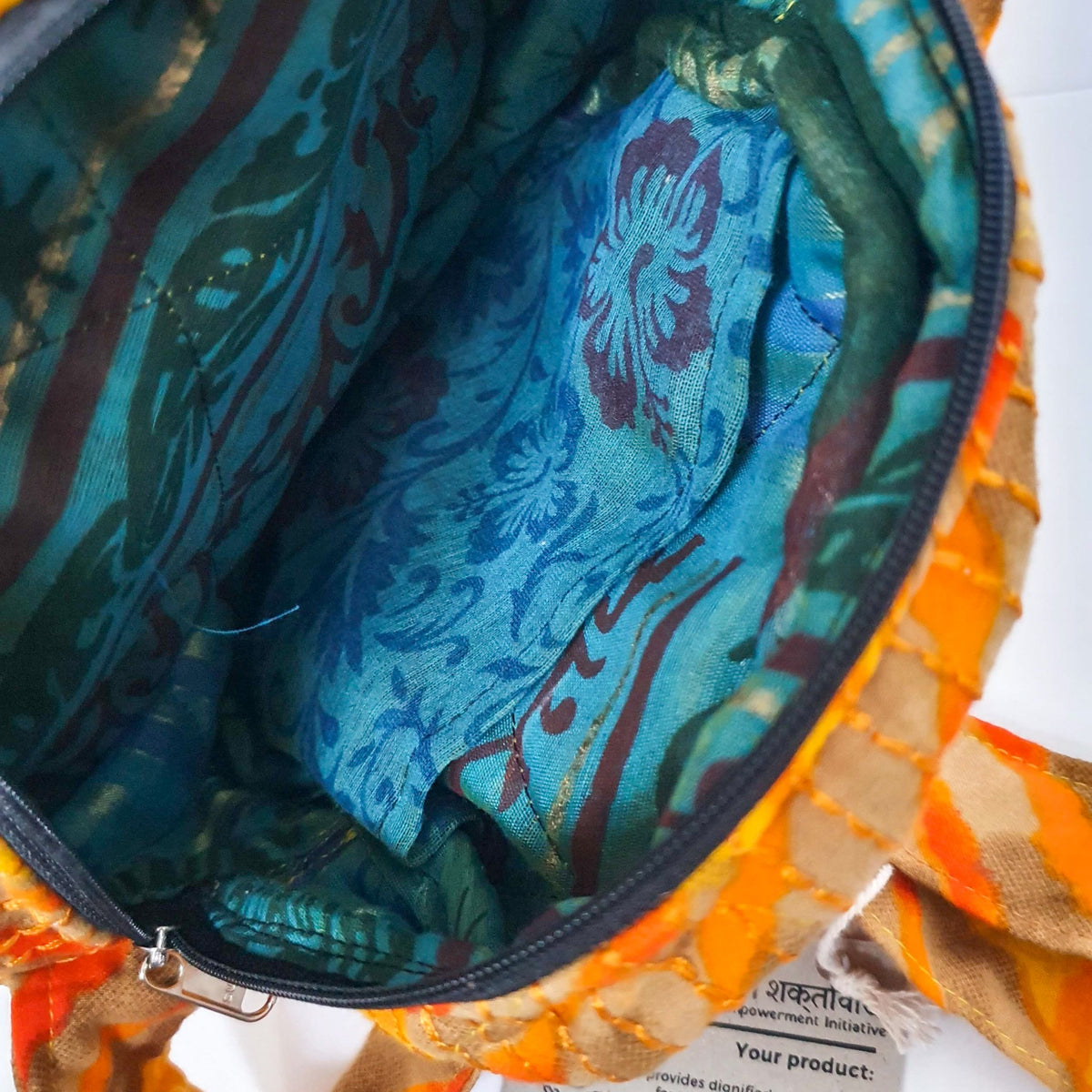 Round sari shoulder bag