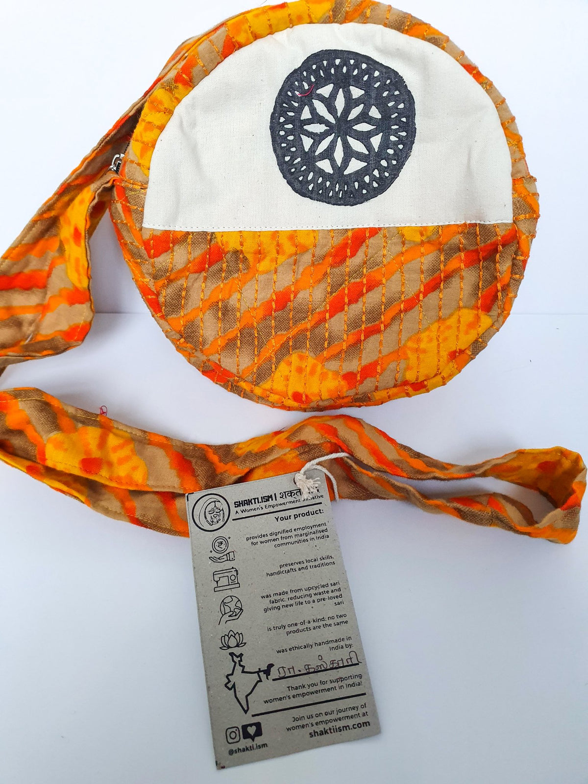 Round sari shoulder bag