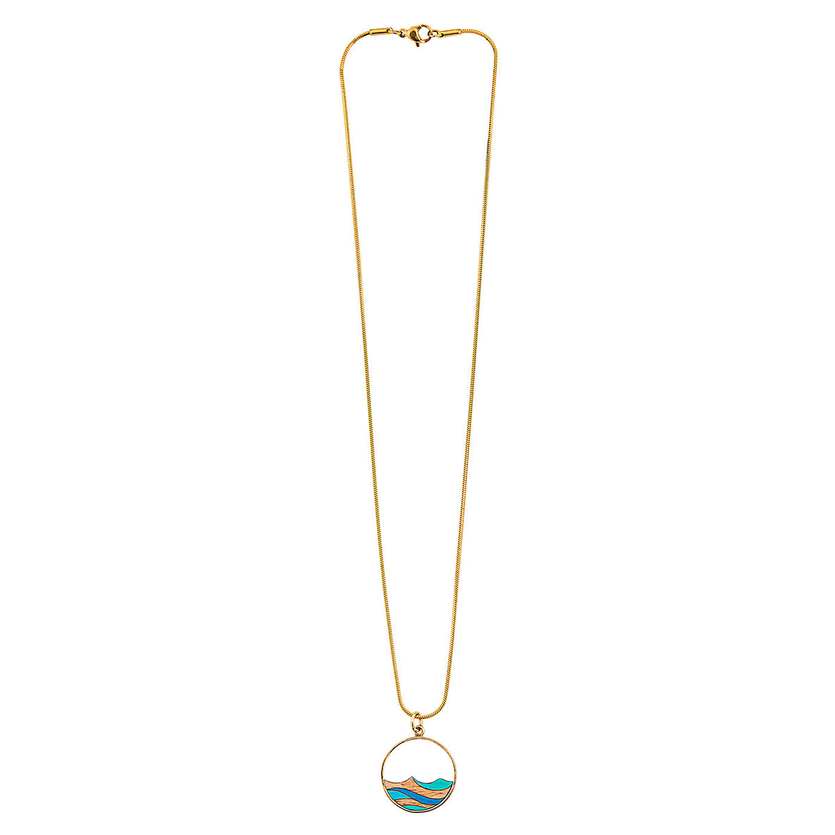 Ocean Recycled Wood Gold Necklace
