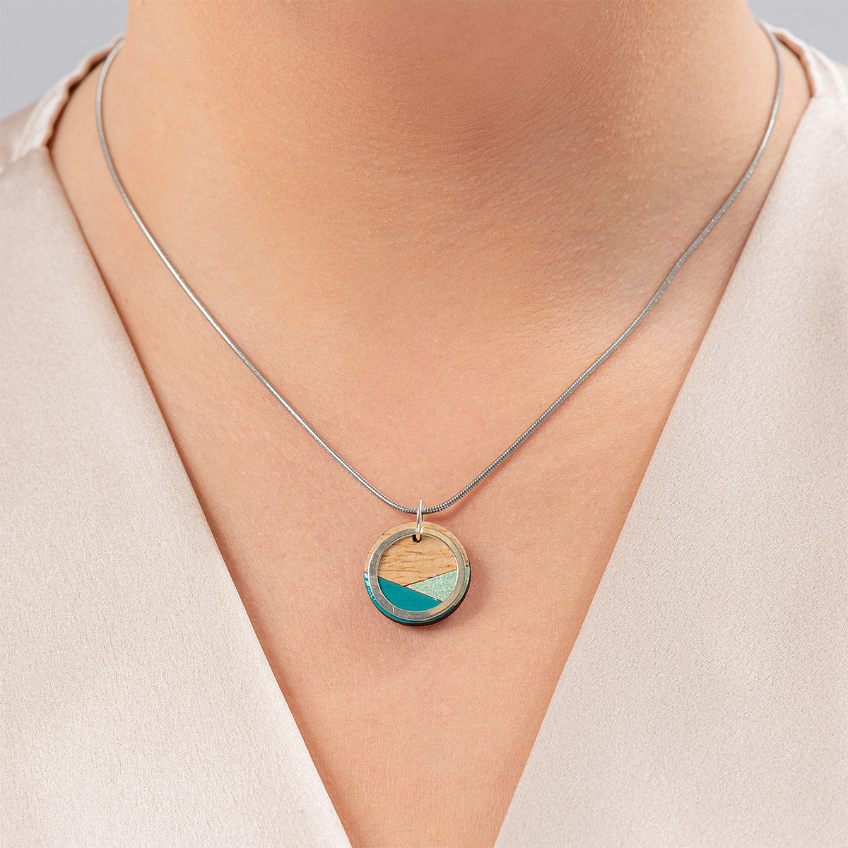 Conture Recycled Wood Silver Necklace (6 Colours available)