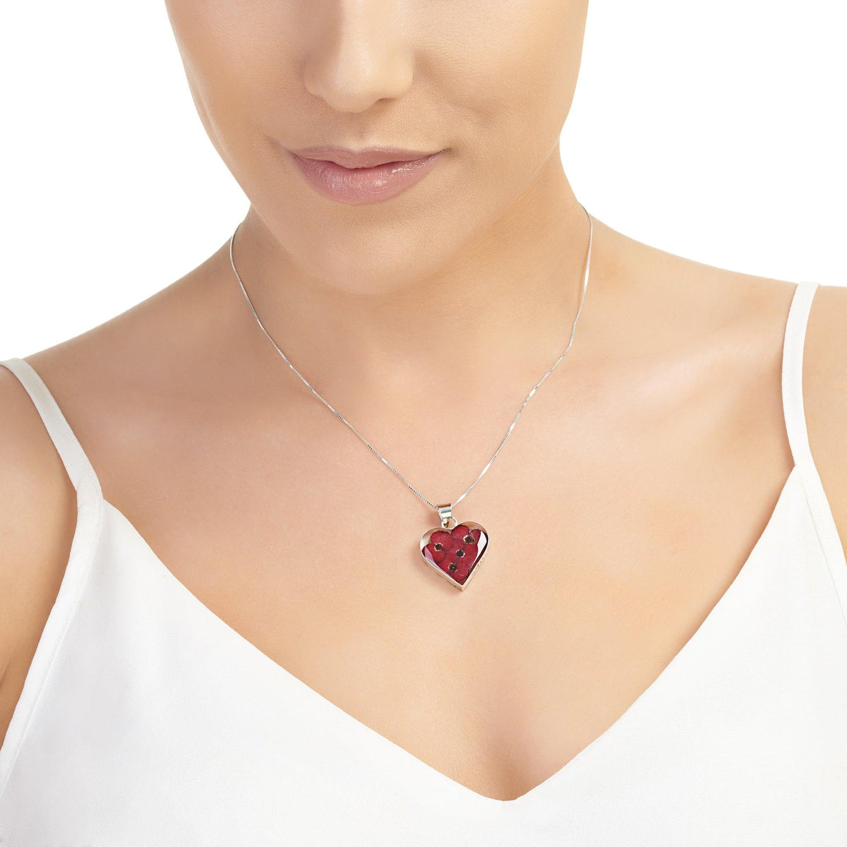 Poppy heart necklace by Shrieking Violet® Sterling silver pendant