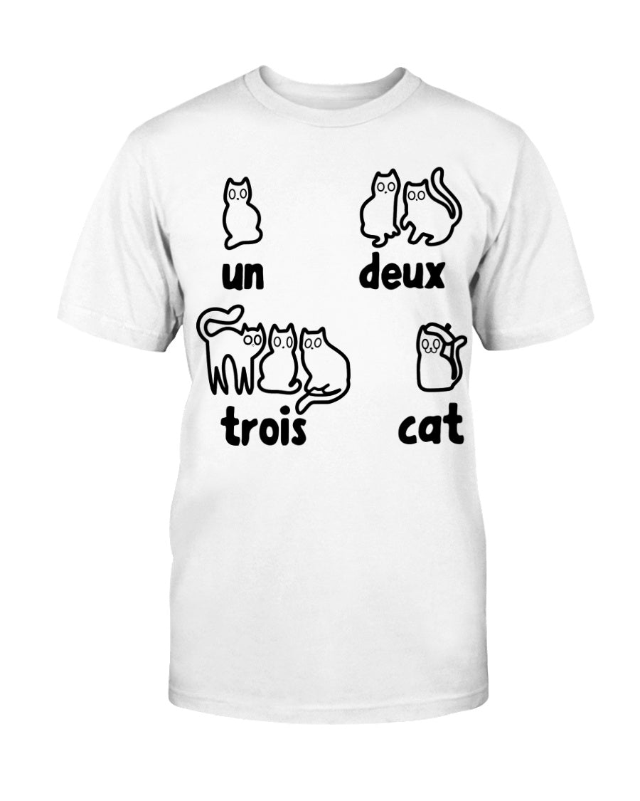 Un, Deux, Trois, Cat Lover White Bella + Canvas Unisex T-Shirt