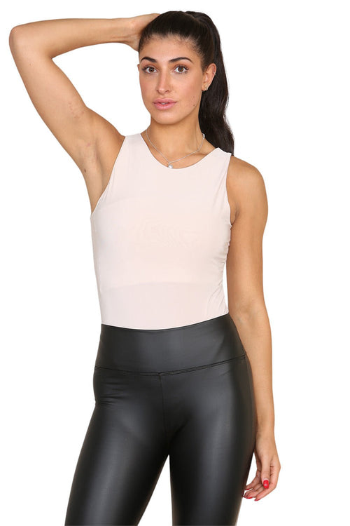 Slinky Racer Round Neck Double Layered Top Bodysuit