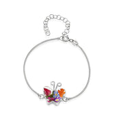 Sterling silver snake bracelet with flower charm - Mixed - Butterfly