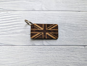 Union Jack Keyrings, Union Jack Gift, Oak