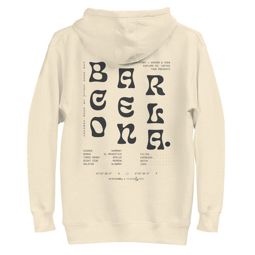 GUSTATORY Barcelona Coffee Scene Cotton Blend Embroidered Hoodie