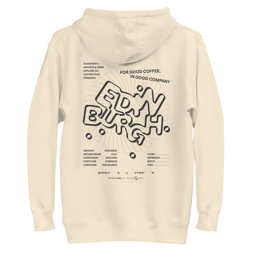 GUSTATORY Edinburgh Coffee Scene Cotton Blend Embroidered Hoodie