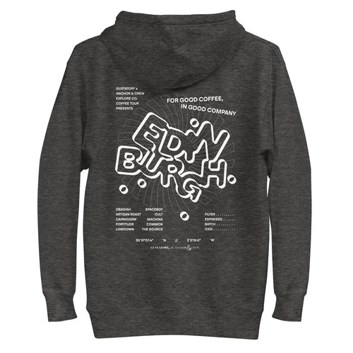 GUSTATORY Edinburgh Coffee Scene Cotton Blend Embroidered Hoodie