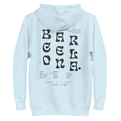 GUSTATORY Barcelona Coffee Scene Cotton Blend Embroidered Hoodie