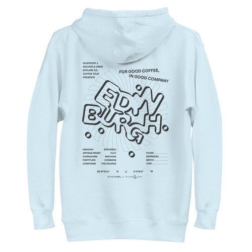 GUSTATORY Edinburgh Coffee Scene Cotton Blend Embroidered Hoodie