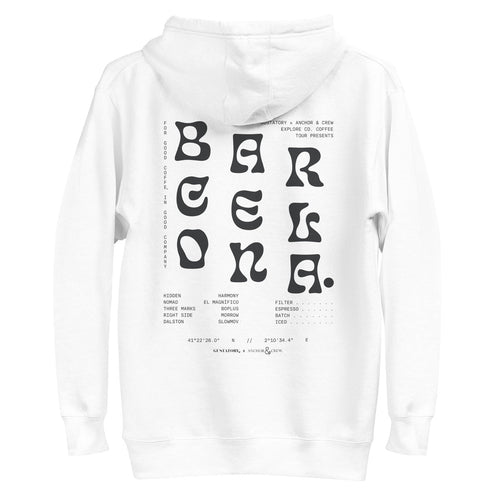 GUSTATORY Barcelona Coffee Scene Cotton Blend Embroidered Hoodie