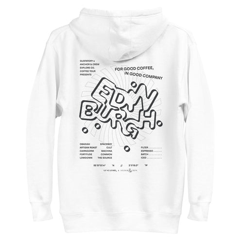 GUSTATORY Edinburgh Coffee Scene Cotton Blend Embroidered Hoodie