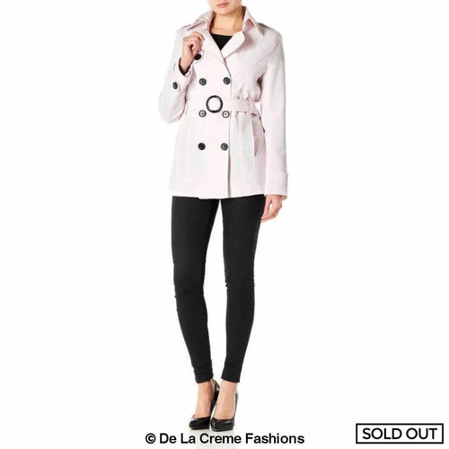 Womens Spring/Summer Double Breasted Short Belted Coat