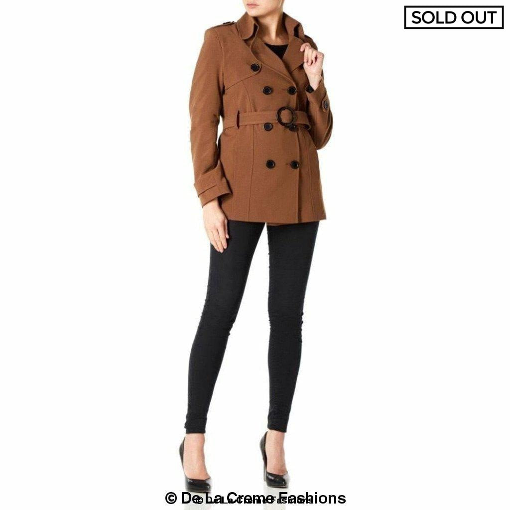 Womens Spring/Summer Double Breasted Short Belted Coat